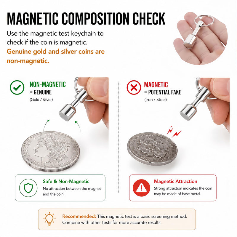15Pcs Coin Ping Tester Kit - Portable Tool Set for Testing Gold & Silver Coin Authenticity via Sound Resonance & Diameter Check, Pocket Pinger Coin Tester with Storage Case for Collectors