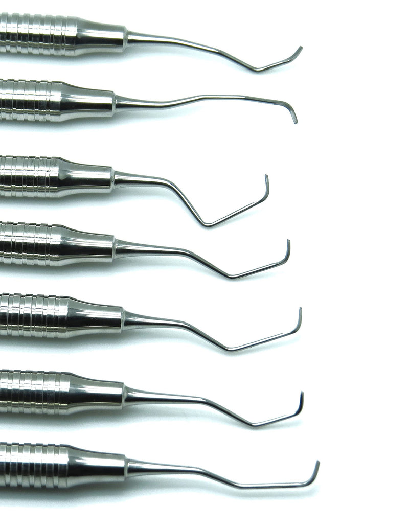 Dental Gracey Curettes Periodontal 1/2-13/14 Hollow Handle Double Ended Instruments 7 Piece Set