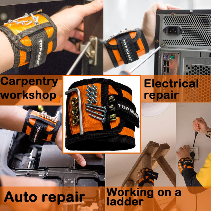 Magnetic Wristband for Tools Holder Wrist Magnets 15 Magnets for Carpenter DIY Handyman Compatible with Screws Nails Drilling Bits Woodworking Tools for Men Gifts for Men
