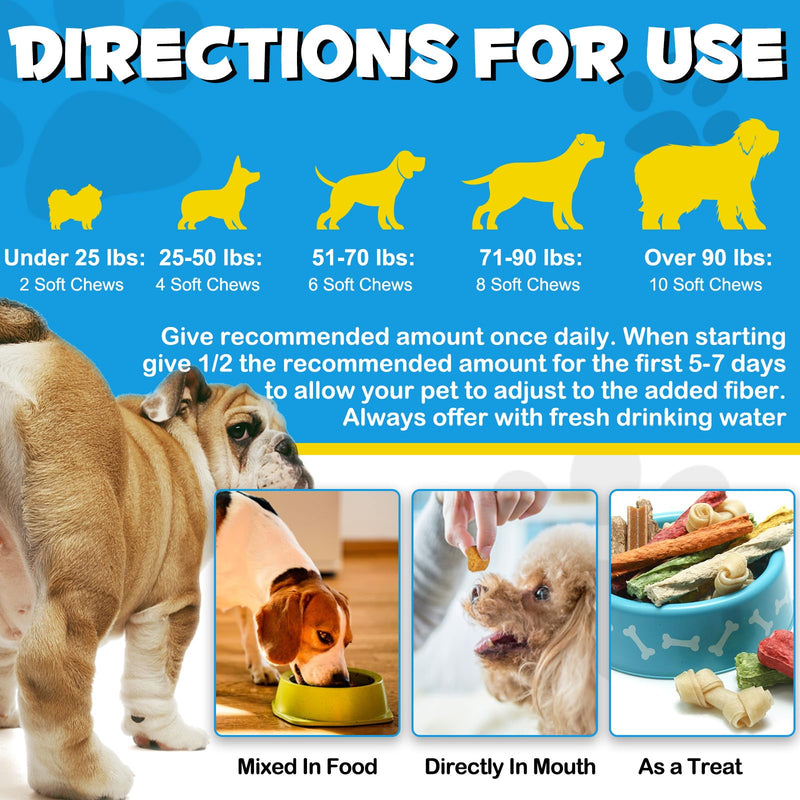 Anal Gland Support Soft Chews for Dog, 150PCs Dog Anal Gland Treats w/Pumpkin, Digestive Enzyme & Probiotics Support Healthy Bowel Function - Dog Health Supplies Fibre Supplements Chews - Beef Flavor - PawsPlanet Australia