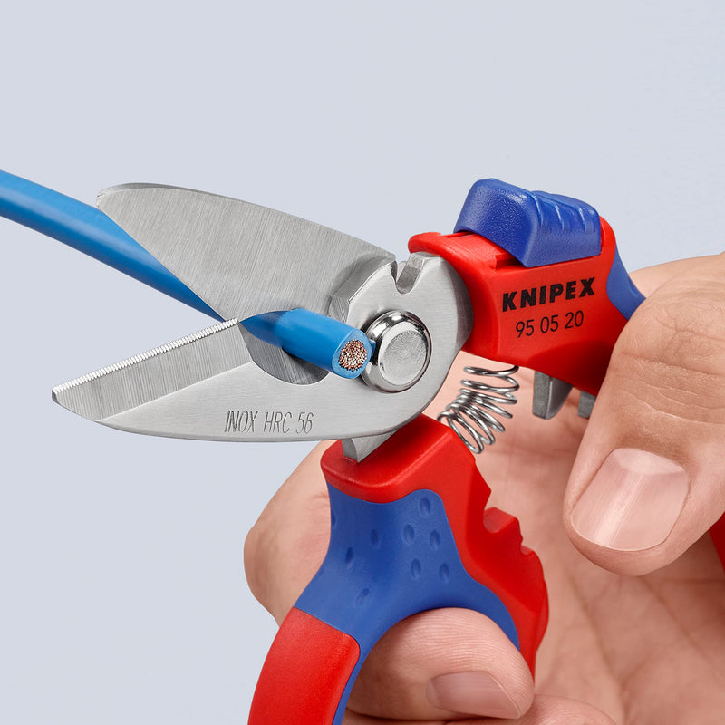 KNIPEX Tools Stainless steel 95 05 20 US Angled Electricians' Shears, 6-1/4", Red/Blue Scissors