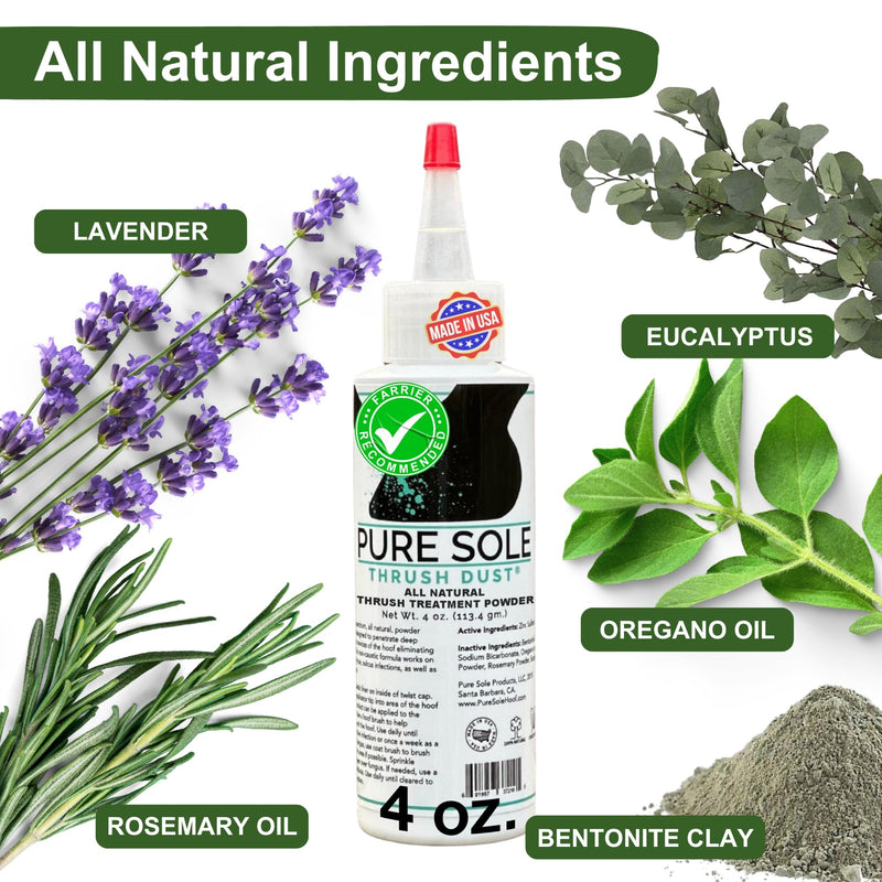 Pure Sole Severe Thrush Treatment for Horses - Hoof Cleanse (16 oz.) and Thrush Dust (4 oz.) Bundle
