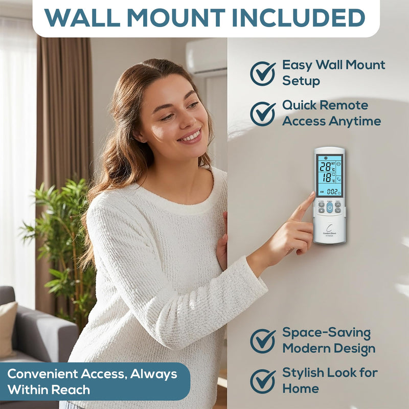 KTN828 Universal Mini-Split Air Condition Remote Control Dual °F/°C Modes - Works with Samsung, Lennox, Kenmore, Mitsubishi, Frigidaire, Hitachi, LG, Sharp, Panasonic, Toshiba, & More