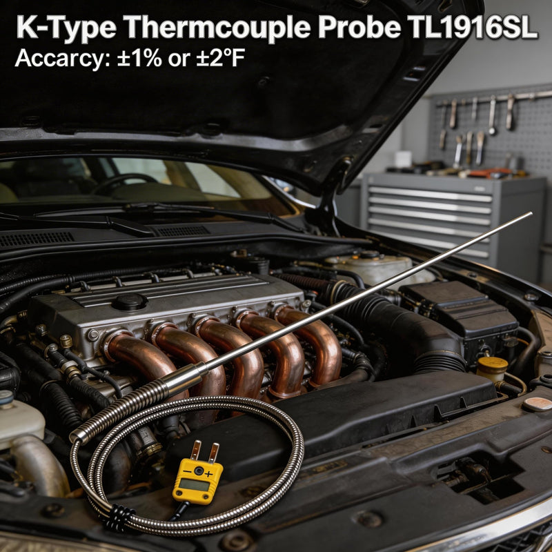 K-Type Thermocouple Probe TL1916SL -50°F~1100°F Range Ultra-Thin 0.06in x 40in Long High Temp Sensor for Furnace Lab, Automotive Cooking