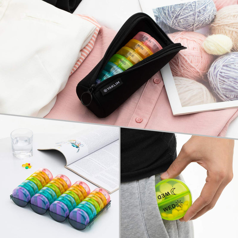 ［Upgrade］ Monthly Pill Organizer 2 Times A Day,One Month Box AM PM,Daily Cases Large 4 Week,Medication 28 Days Dispenser for Pills,Fish Oils, Vitamin,Supplement(Rainbow)… Rainbow