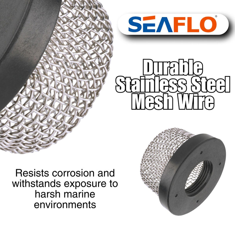 SEAFLO Stainless Steel Mesh Strainer ¾ Inch-14 | Aerator Screen Strainer for Livewell Pump | Corrosion-Resistant, Easy Installation, Marine-Grade Stainless Mesh (1-Pack) 1