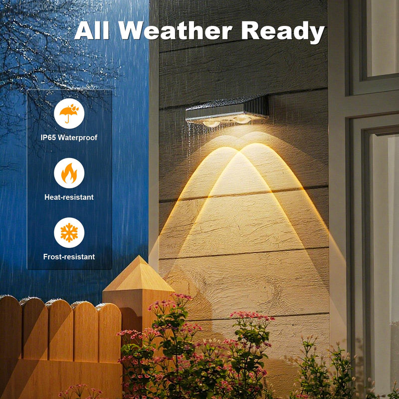NIORSUN Solar Fence Lights,12 Pack Deck Light,Led Lights Warm White Outdoor Wall Lights,IP45 Solar Powered Light Waterproof for Backyard/Pool/Railing/Patio/Porch/Step/Outside/Garden (Black) Matte Black 12 PACK
