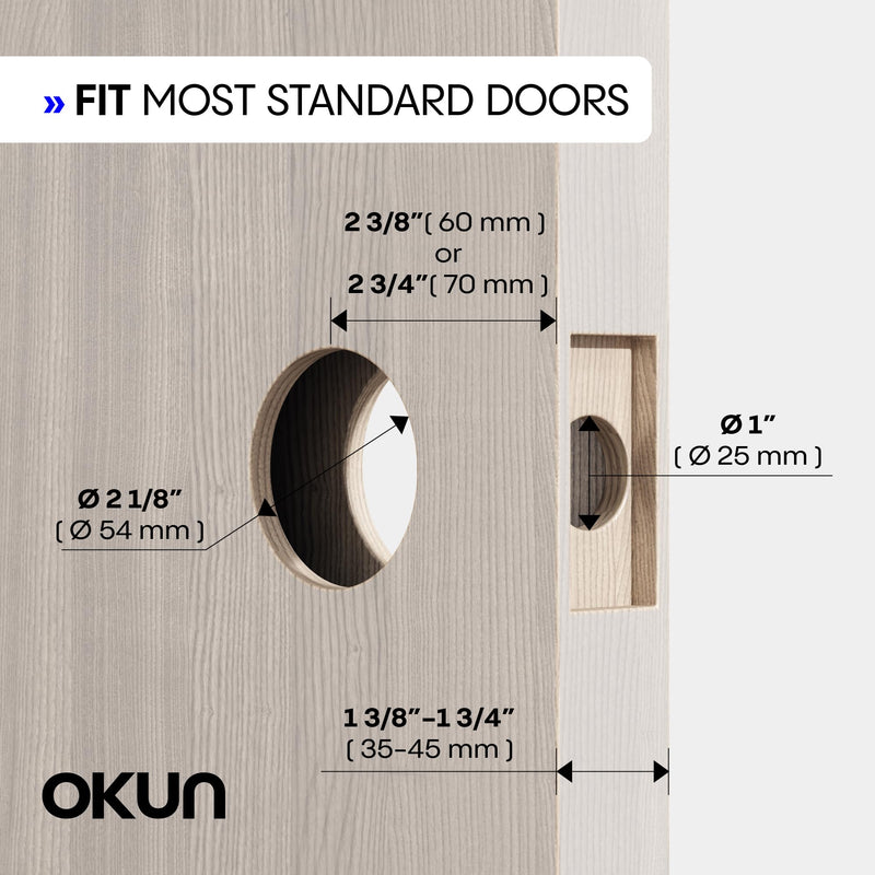 Okun Arc 1-Pack Brushed Nickel Privacy Door Levers – Push Button Lock, Reversible, Sleek Concealed-Mount Design for Bedroom & Bathroom 1 Pack