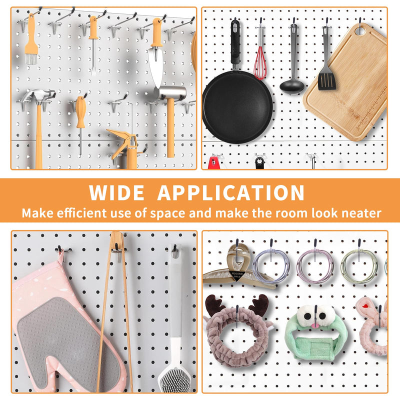 Pegboard Hooks, 25 Pack 4 inch Peg Board Hooks for Hanging, Quality Peg Board Hooks Fit 1/8" Metal Pegboards, Peg Board Hooks for Garage, Shop, Office, Crafts Organisation, Kitchen (Silver)