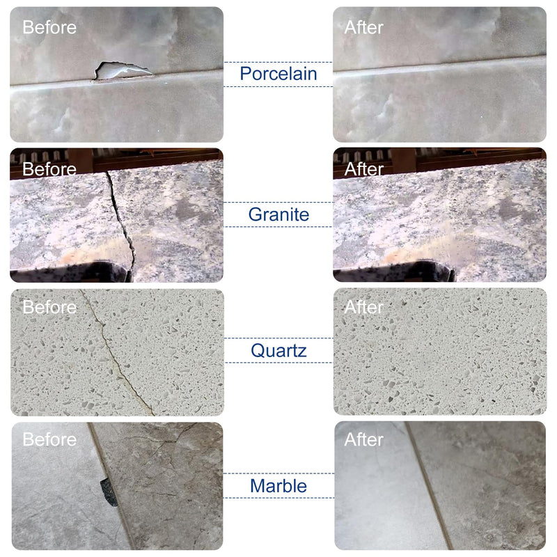 Porcelain Repair Kit - 3.4oz Tile and Fiberglass Tub Repair Kit, Fast Repair Granite and Quartz Countertop Chip Repair Kit for Cracks, Dents, Holes on Ceramic Bathtub Sink, Marble, Acrylic, Granite