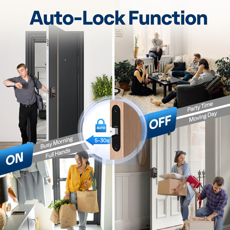 VIVOHOME Keyless Entry Door Lock with Fingerprint, Electronic Keypad Deadbolt for Front Door, Auto Lock, 2 Keys, Easy Installation Basic