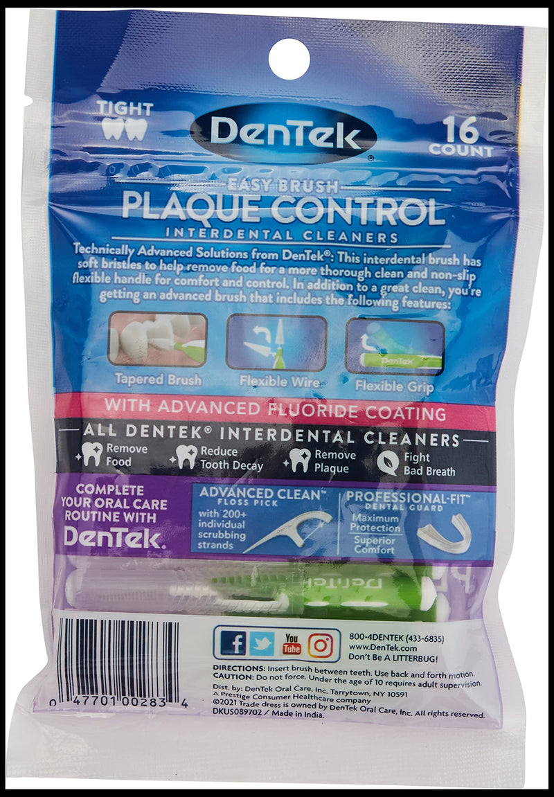 DenTek Easy Brush Cleaners Extra Tight Spaces 16 Count 16 Count (Pack of 1)