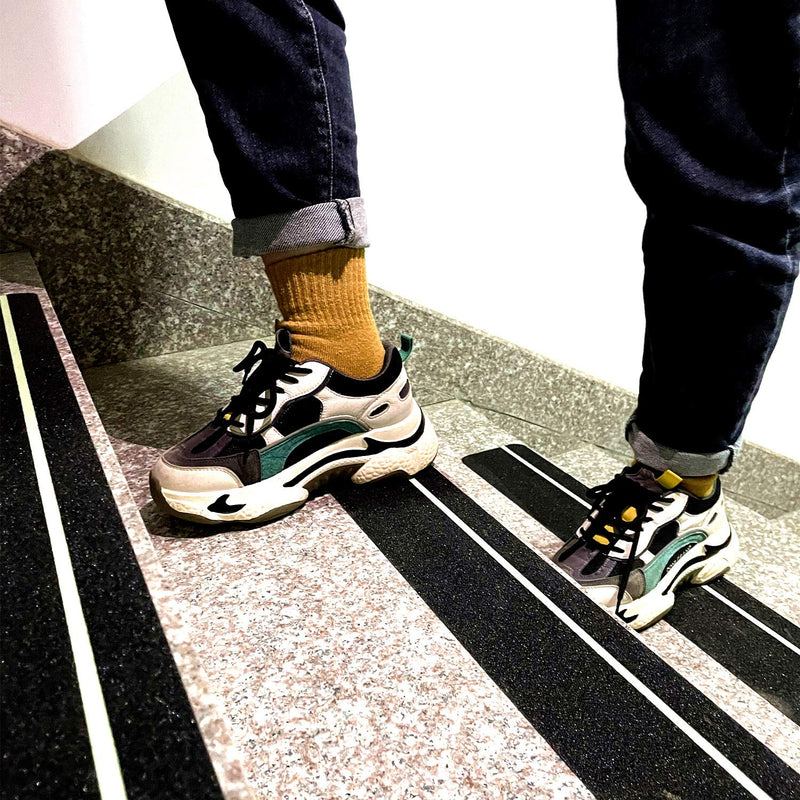 COSIMIXO 4" x 33FT Anti Slip Tape with Glow in The Dark Stripe,Premium Grip Tape Non Slip Stair Treads Tape,Non Skid Tape, High Traction Adhesive for Stairs Step Black/Green 4Inch x 33Ft