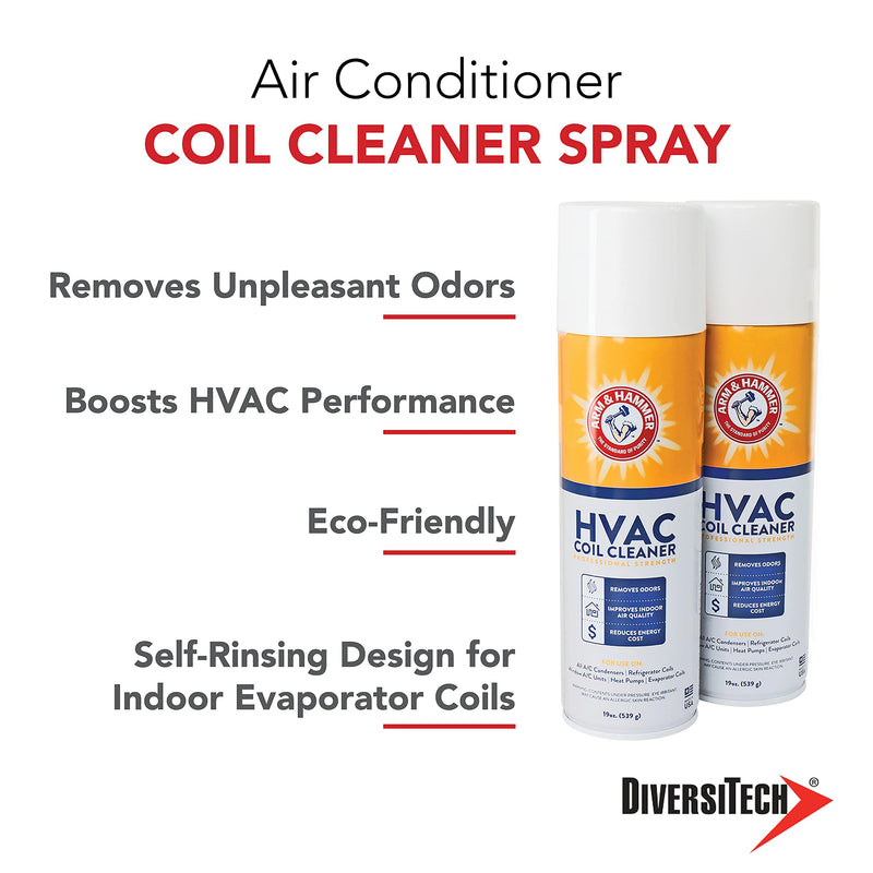 Arm & Hammer Biodegradable HVAC and Air Conditioner Coil Cleaner Foam Aerosol Spray, 19 fl. oz, AHCC-19 by Diversitech 19 Fl Oz (Pack of 1)