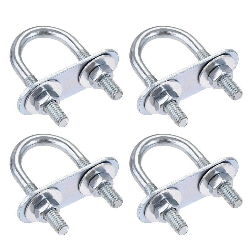 uxcell Round U-Bolts 4 Sets 0.79"(20mm) Inner Width 50mm Length Steel M6 with Nut, Plate, Washer M6x20mmx50mm