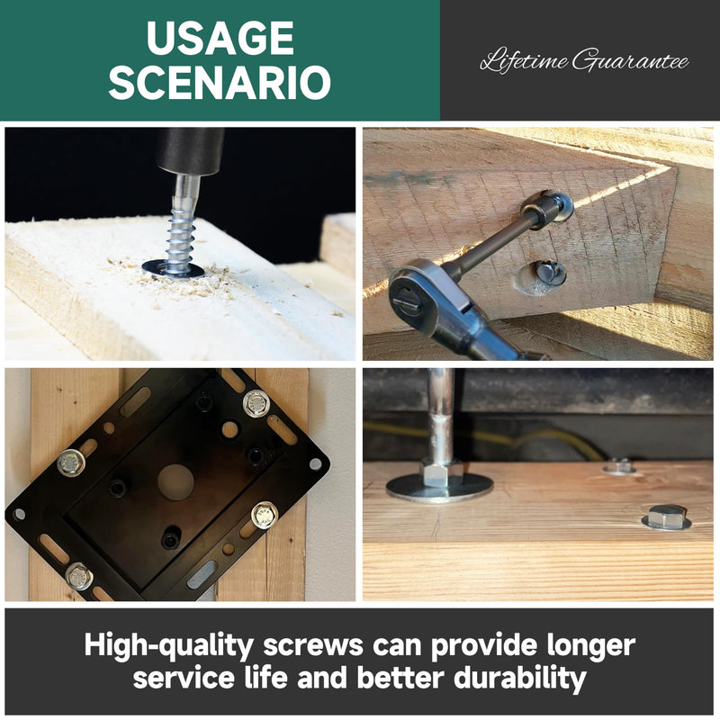 (12Sets) 5/16 Bolt, 5/16" x 2-1/2" Hex Head Lag Bolts, Heavy Duty Lag Screws with Washers, 304 Stainless Steel 18-8, 5/16 Bolt for Wood, Partial Thread 5/16" x 2-1/2" 12