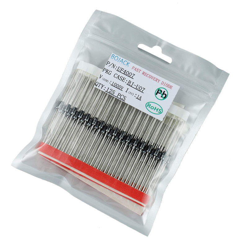 BOJACK UF4007 Fast Recovery Diode 1 A 1000 V DO-41 Axial 4007 1 amp 1000 Volt Electronic Silicon Diodes (Pack of 125)