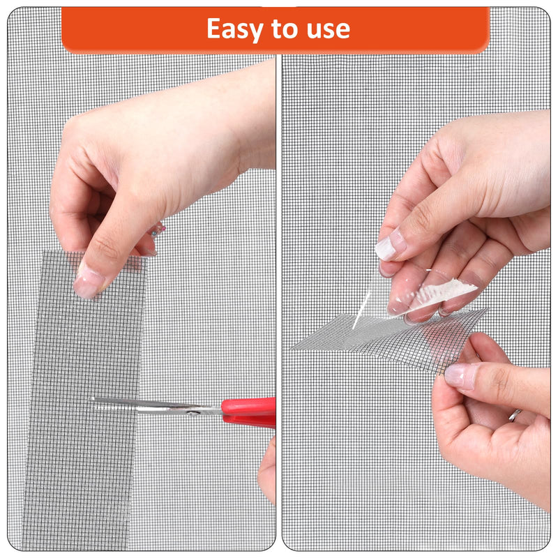 Grey Screen Repair Tape, 2" X 180" (15FT) Window Screen Door Repair Kit, Strong Adhesive Fiberglass Patch Tape Mesh 2IN X 15FT Grey