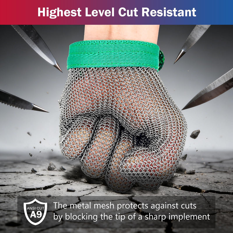 Chainmail Gloves for Cutting Meat&Food,Highest Level Cut Resistant Gloves Food Grade,Upgrade Stainless Steel Metal Mesh Glove,Cut Proof Glove for Chefs,Safety Work Butcher - NewNest Australia