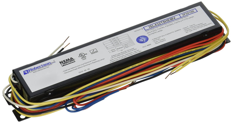 Robertson 3P20160 Fluorescent eBallast for 3/4 F32T8 Linear Lamps, Instant Start, 120-277Vac, 50-60Hz, Normal Ballast Factor, HPF, Model ISL432T8HEMV
