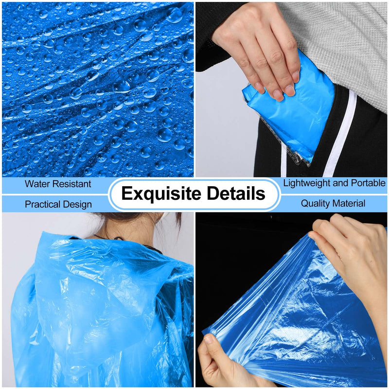 Handepo 150 Pack of Adult Rain Ponchos with Hood, Disposable Rain Ponchos, Plastic Raincoat Poncho for Adult Multicolor