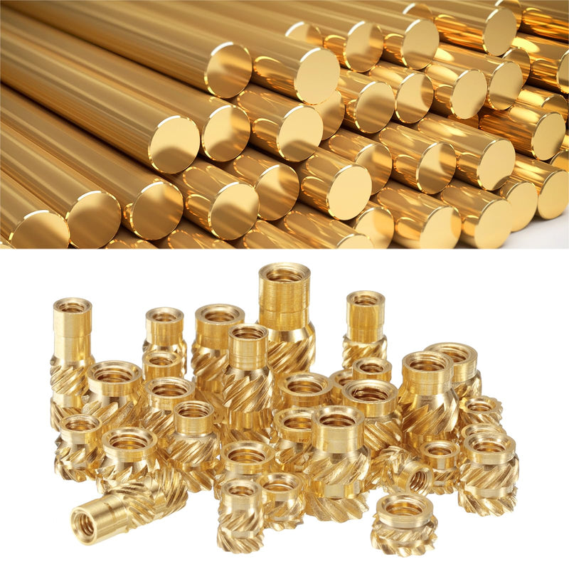 uxcell 50pcs M3 Threaded Inserts Brass Heat Set Insert M3x6mm, OD 5mm Knurled Insert Nuts, 3D Printing Brass Nuts Female Threaded Inserts Nuts M3x6x5mm(ID*Lenth*OD) 50