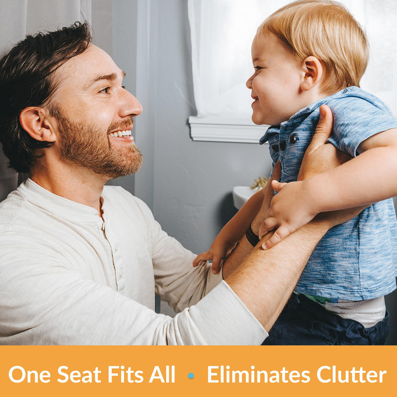 Little2Big Toilet Seat with Built-In Toddler Potty Training Seat, Slow Close, Easy to Install, ELONGATED, White STANDARD