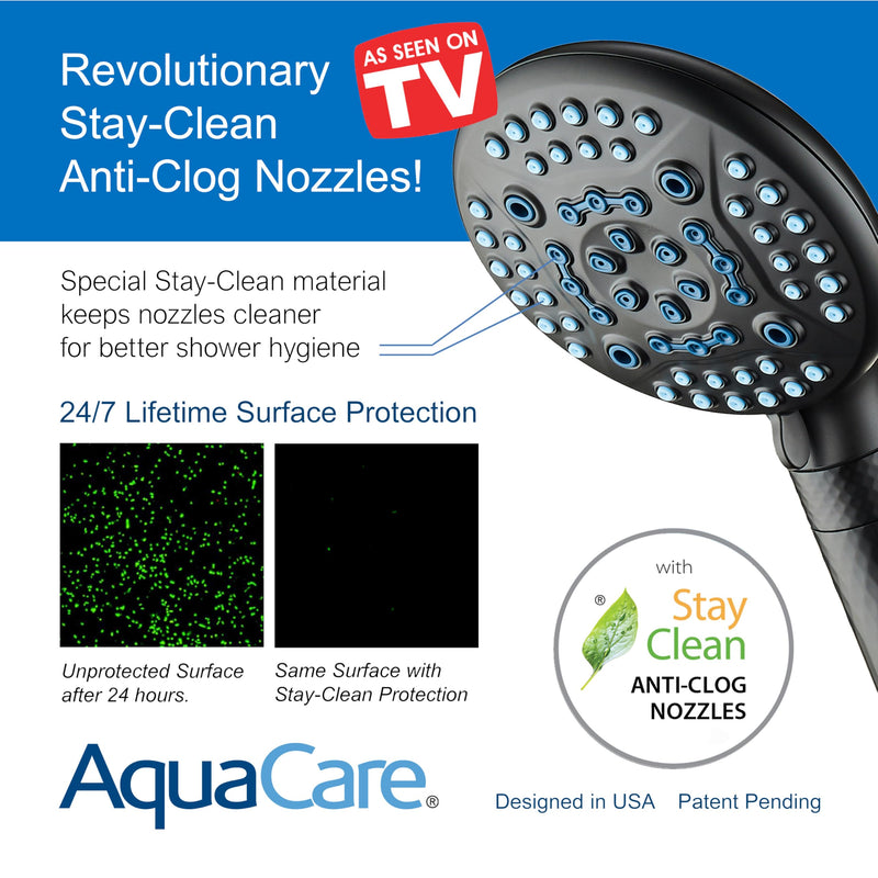 AquaCare High Pressure 6-way Dual Shower Head Combo with Built-in Filter & Power Wash - Clean Tub, Tile & Pets. Remove Chlorine, Lead & Toxins from Water to Protect Skin, Hair, & Nails. Matte Black 2.5 Gallons Per Minute