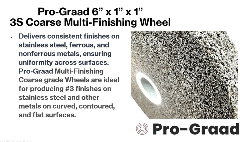 Multi-Finishing Wheel – 6” x 1” x 1” 3S Coarse Grit Silicon Carbide - Stainless Steel Finishing Convolute Wheel – for #3 Finish - 93021-1 Pack 6" x 1" x 1" 3S Coarse