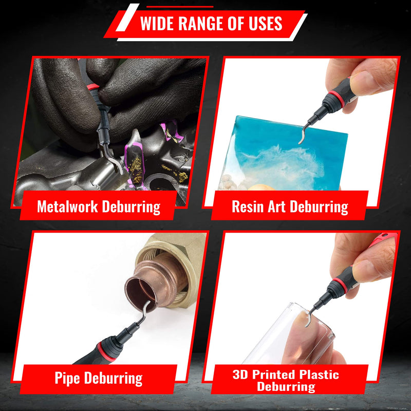 AFA Tooling - Extendable Neck Deburring Tool with 16 Extra Swivel Blades - Works on Metal, Resin, PVC Pipes, Copper, Plastic and 3D Printed Edges - Plumbing & 3D Printing Burr Removal Reamer Tool 16 Mixed Blades - NewNest Australia
