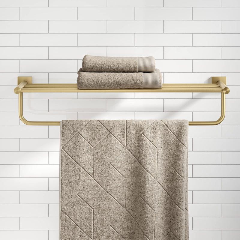KRAUS Ventus Bathroom Shelf Towel Rack with Towel Bar, Brushed Gold Finish, KEA-17742BG