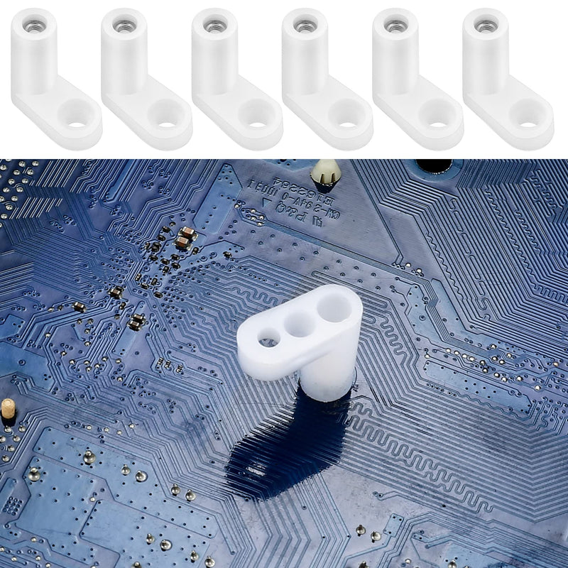 60 Pcs PCB Board Mounting Feet with Screws, White L Shape Circuit Board Plastic Standoffs Mounting Hardware, Game Console Motherboard Fixed Plastic Feet for Arcade Gaming Board Console Motherboard