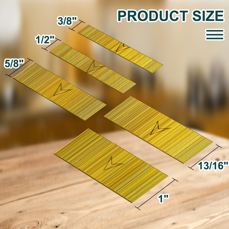 23 Gauge Pin Nails (1",13/16",5/8",1/2",3/8") 5000 pcs Headless Pinner Nails for 23 GA Pneumatic or Electric Pinner or Pin Nail Gun, Ideal for Fine Woodworking or Trim Work