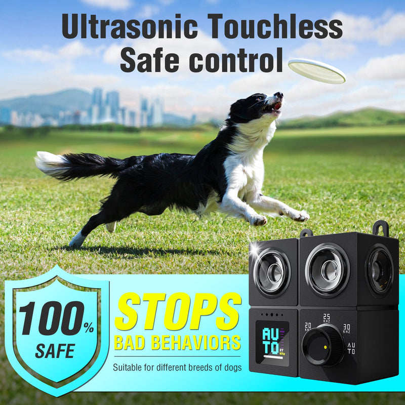 Anti Barking Device for Dogs, Ultrasonic Dog Bark Deterrent Devices with 4 Modes Up to 50ft (270°), Dog Barking Deterrent Devices, Bark Box, Barking Control Devices for Dog Training in Outdoor/Indoor Black