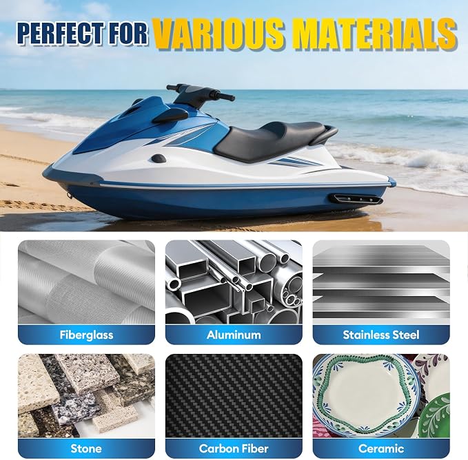 Bathtub Repair Kit White for Tubs, Fiberglass Showers, Tiles, Sinks & Countertops, Fix Chips, Cracks, Holes, Scratches on Porcelain, Enamel, Acrylic, Granite, Ceramic, Quartz Surfaces