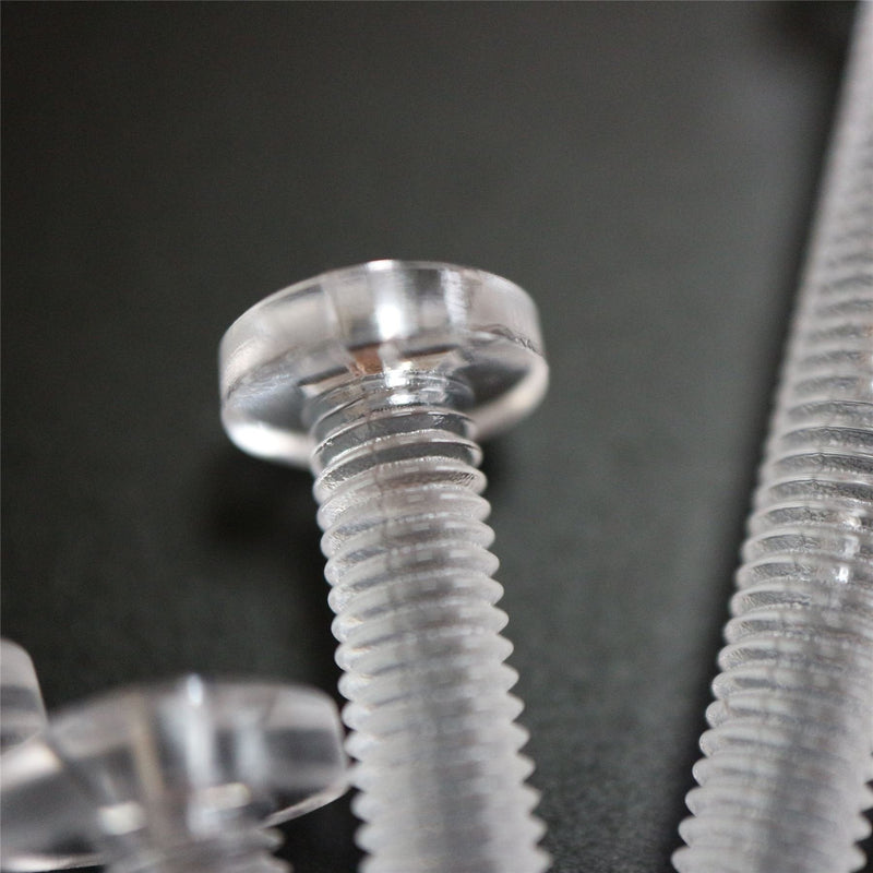 60x Clear Acrylic Pan Head Screws, Nuts & Washers M5 x 40 mm (13/64 x 1 37/64 in)
