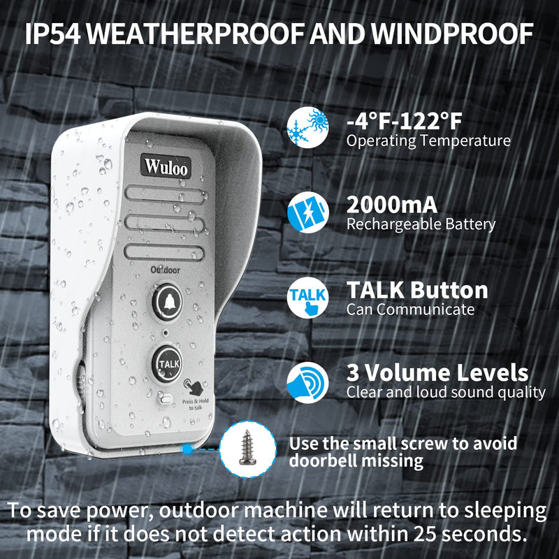 Wuloo Wireless Intercom Doorbell Chime for Home Intercomunicador (1&1-White) 1&1-White