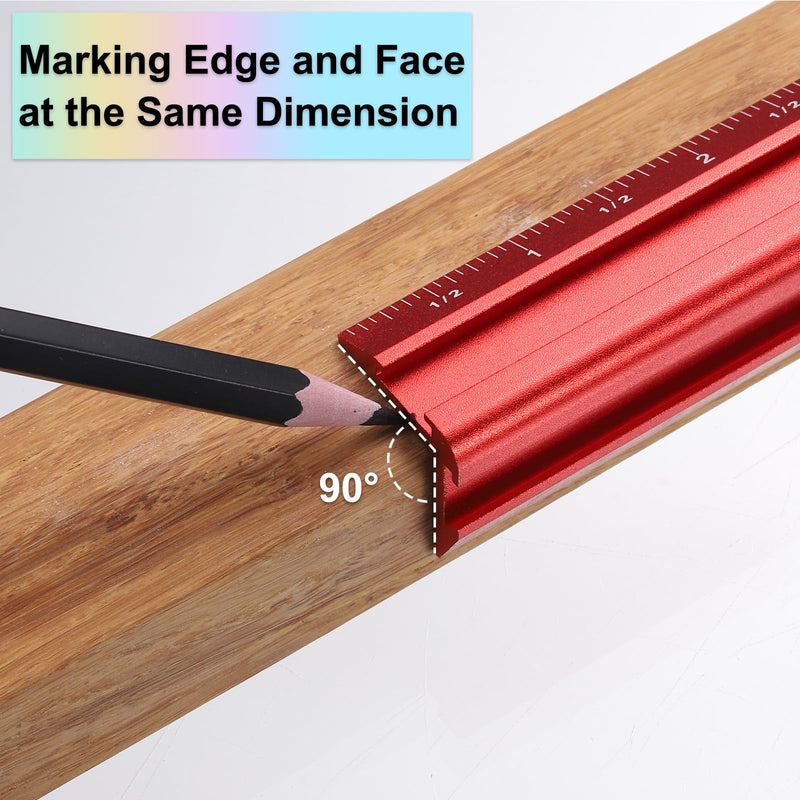 HARFINGTON 3pcs Woodworking Edge Ruler Set 16/20/30cm Aluminum Alloy 90 Degrees V Shaped Straight Edge Ruler Corner Ruler Measuring Ruler for Woodworking, Blue