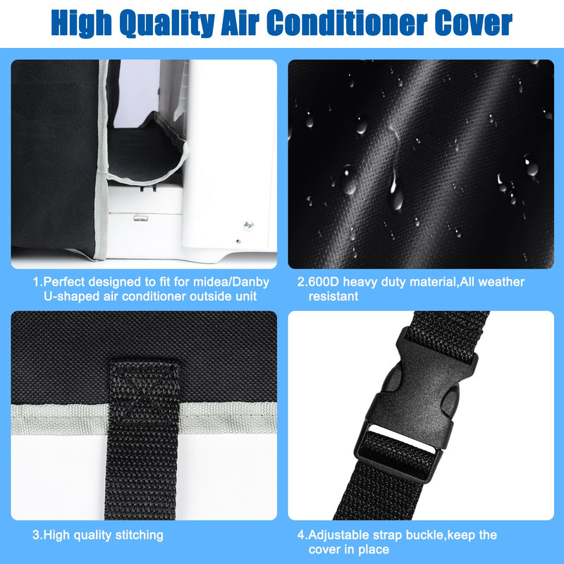Heavy Duty Air Conditioner Cover Outside Unit for Midea U Shaped 8000/10000/120000 BTU Garpernics Window AC Winter Cover Outdoor with Straps Dust-proof waterproof 20Wx12Dx13.5H