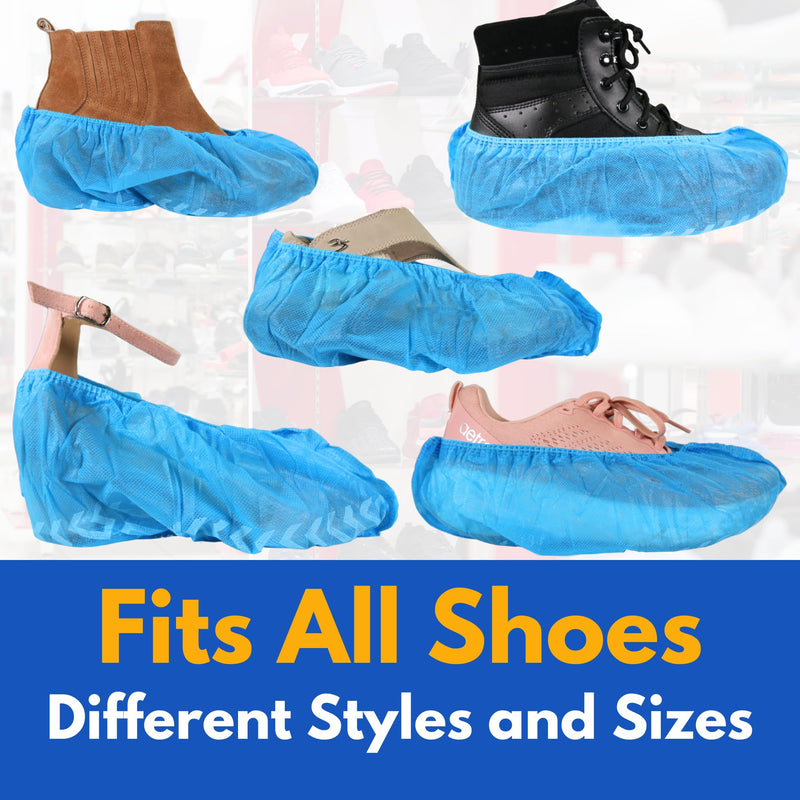 Frontline Disposable Shoe Covers Non-Slip – Premium Non-Woven, Durable, Booties Shoe Protectors – Water Resistant Thick Anti-Slip - One Size Fits Most, Indoor Use (100 Pack) 100 Pack