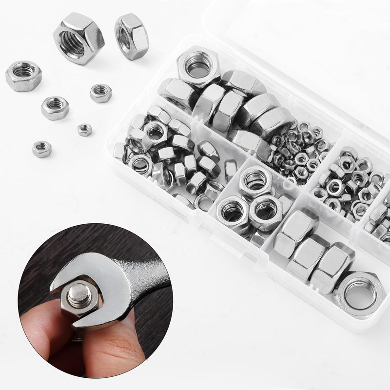 Mr. Pen- Metric Hex Nuts Assortment Kit, 145 pcs, Stainless Steel, Metric Nut Assortment 7 Sizes (M3 M4 M5 M6 M8 M10 M12), Hardware Nuts, Metric Nuts, Machine Nuts, M6 Nut, M3 Nuts, M8 Nut, M4 Nuts