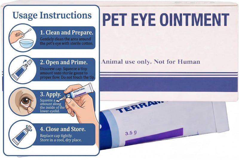 Pet Eye Health for Dogs, Cats, Cattle, Sheep, Horses Birds and Puppies, Kitten - 1 Tube, Sterile, 3.5g Tube, for Animal Use