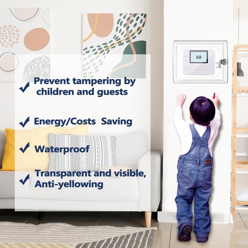 Large Thermostat Lock Box Cover with Key, Clear Thermostat Cover with Lock Compatible With Honeywell Home Thermostat On Wall, AC Lock Box Cover with Key Fits Thermostats 5"H x 6" W or Smaller 1 PCS Key lock