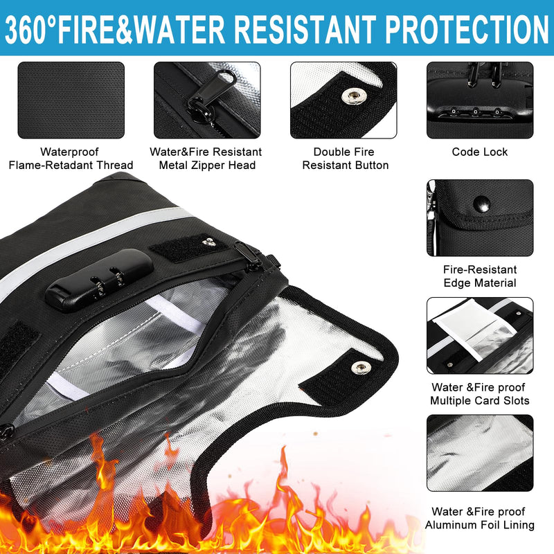 HOMELYLIFE Fireproof Docuement Bag, A5(11.4*8.5'') 6200°F Fire & Waterproof,Extra Thick Fireproof Cotton Lined for Home/Office,Secure Storage for Valuables,Cash,Contracts,Jewelry & Important Documents A5 (11.4*8.5*1in)