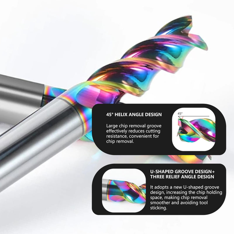 12mm Carbide Square End Mill - 3 Flute Mill Bits - High Feed U-Type Design - for Milling Aluminum Applications - for Roughing and Finishing 12mm