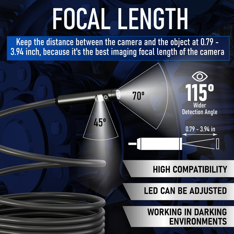 Dual Lens Borescope, Endoscope Camera with Light for iPhone, iPad, Android, 1920P IP67 Waterproof Inspection Camera,16.5FT Semi-Rigid Snake Camera,9 Adjustable Lights,Cool Gadgets for Men 16.5ft
