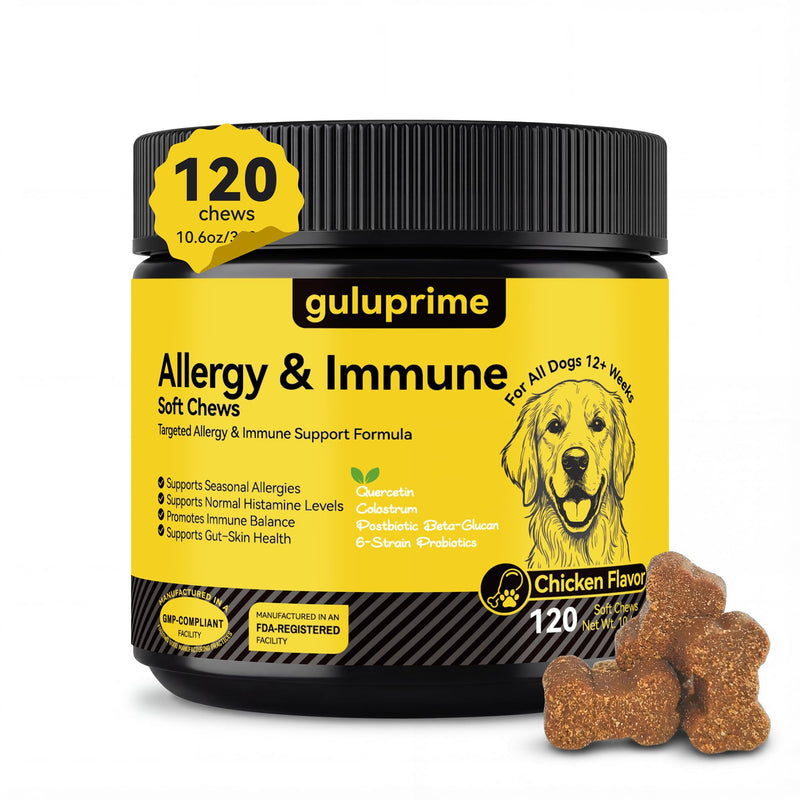 Dog Allergy Relief Chews – Seasonal Allergy Support for Dogs with Environmental Sensitivities, Immune & Gut Health Soft Chews for Allergy-Prone Dogs CK