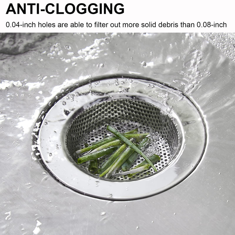 LASSHSWA 2 Pcs Kitchen Sink Strainer Stainless Steel, Mesh and Punching, Kitchen Sink Drain Strainer, Sink Strainers with Large Wide Rim 4.5" Diameter for Kitchen Sinks