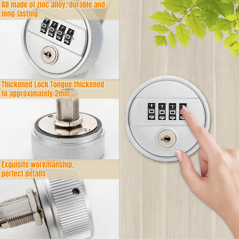Large Combination Cabinet Cam Lock with Key,4-Dial Combi-cam Locks for cabinets,zinc Alloy Password Code Drawer-Lock with 26mm Cylinder Security Locks for Cabinet Filing Drawers Mailbox
