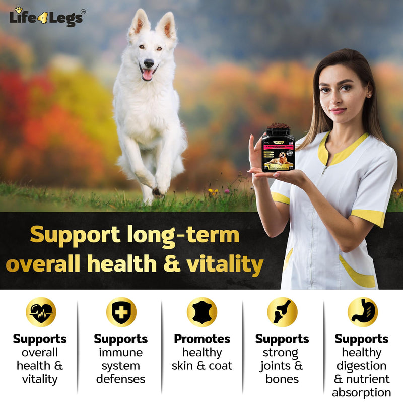 Soft Chews Dog Vitamins & Supplements - Dog Multivitamin - Hemp Oil Glucosamine Chondroitin Hip and Joint Support Health, Skin & Coat, Digestion & Immune Booster, Heart, Probiotics Bacon 30 Soft Chews